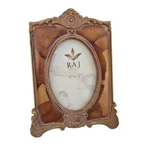 RAJ Collection-Burnes of Boston 3x5 Wood Swirl Picture Frame Teak